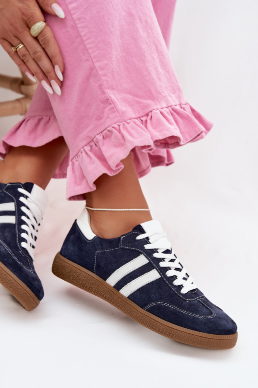 Zazoo N1068 en daim Faible Chaussures modèle baskets Féminin bleu foncé