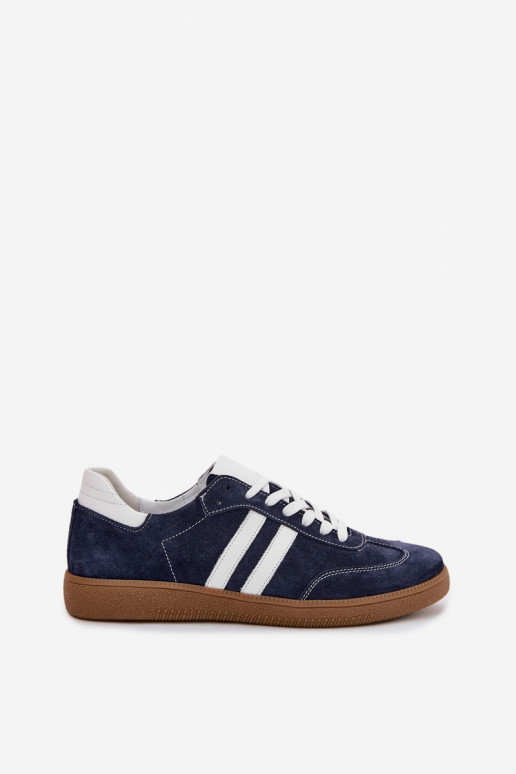 Zazoo N1068 en daim Faible Chaussures modèle baskets Féminin bleu foncé