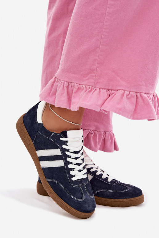 Zazoo N1068 van suède Laag Sneakers model schoenen Dames donkerblauIn