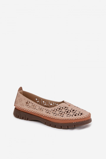Ballerines ajourées pour femmes en cuir naturel Sergio Leone SP-006 rose 2