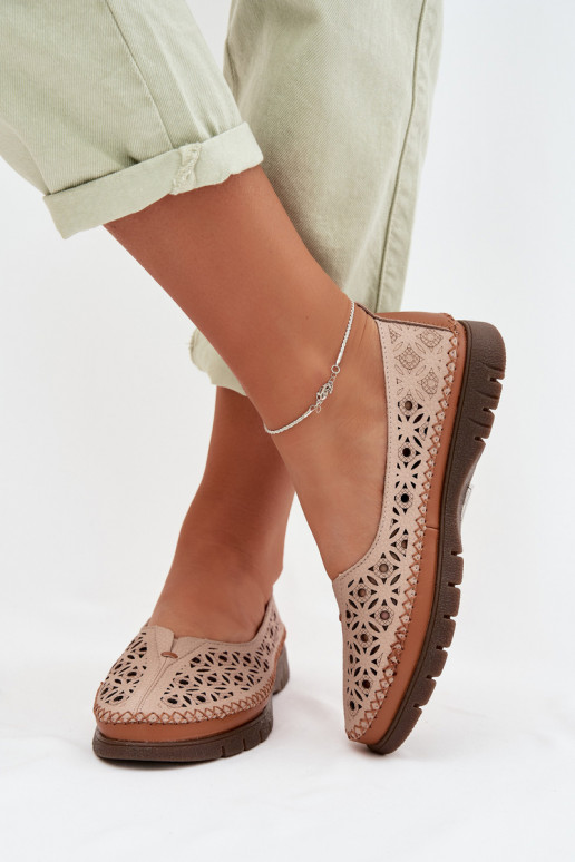 Durchbrochene Ballerinas FemininErmöglichtturalnej Skóry Sergio Leone SP-006 pinke Farbe