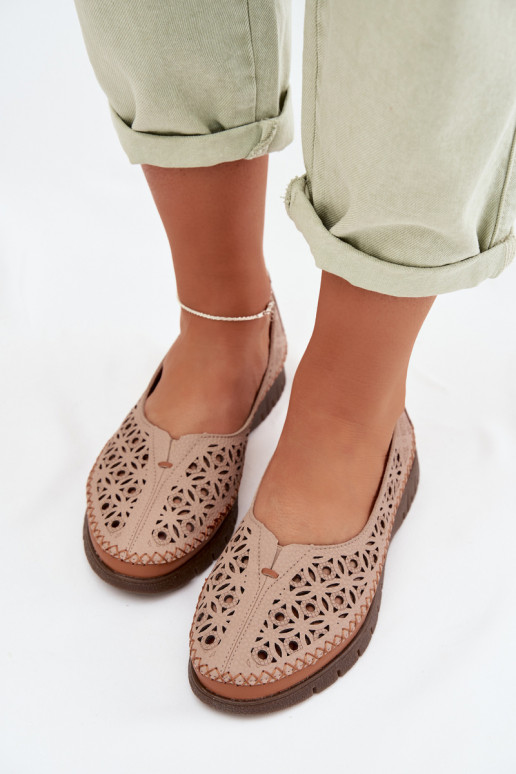 Ballerines ajourées FémininActivéturalnej Skóry Sergio Leone SP-006 couleur rose