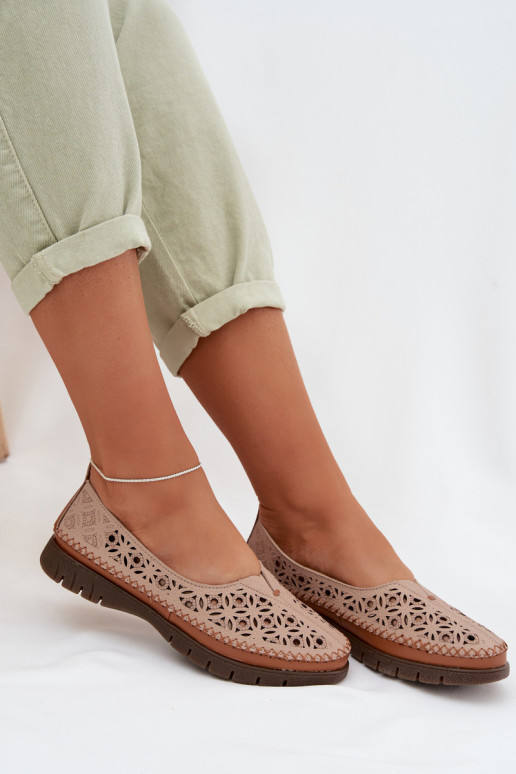 Durchbrochene Ballerinas FemininErmöglichtturalnej Skóry Sergio Leone SP-006 pinke Farbe