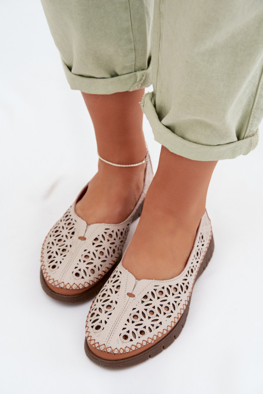 Durchbrochene Ballerinas FemininErmöglichtturalnej Skóry Sergio Leone SP-006 graue Farbe