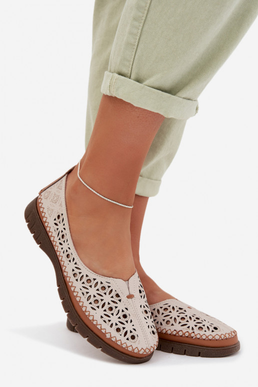 Ballerines ajourées FémininActivéturalnej Skóry Sergio Leone SP-006 couleur grise