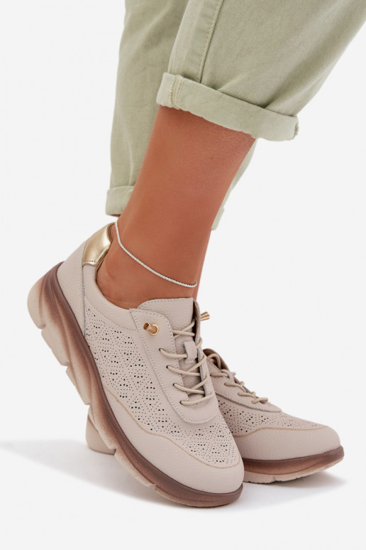 Leer van suède Sneakers model schoenen Dames met elementen van opengeInerkt Sergio Leone SP-002 bruine kleur