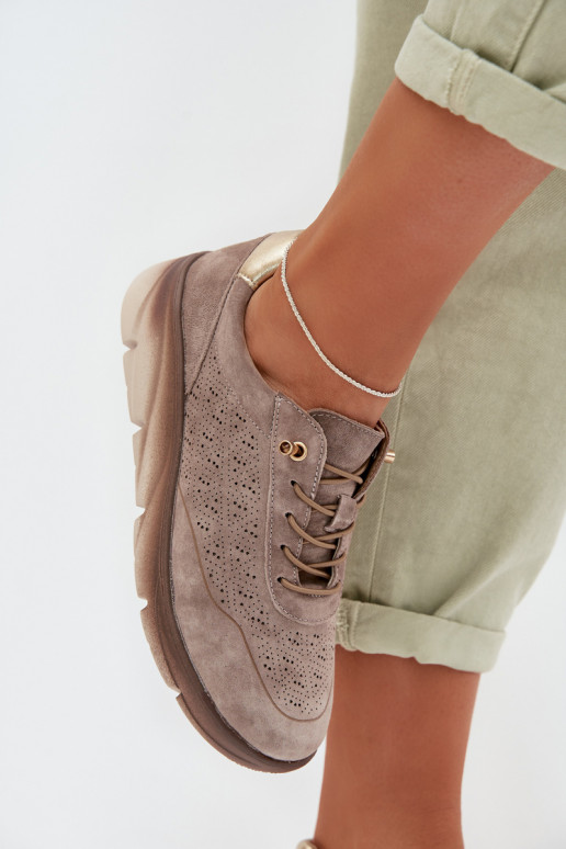 Leer Sneakers model schoenen Dames met elementen van opengeInerkt Sergio Leone SP-002 grijs