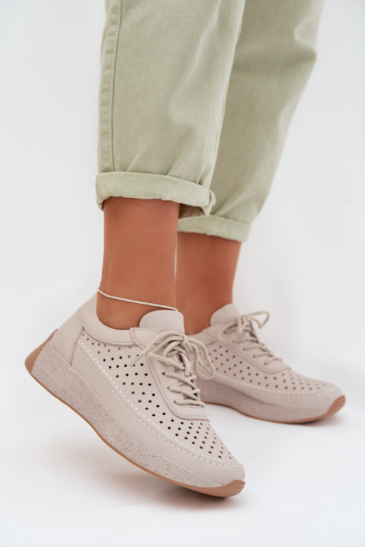 Leer schoenen Sneakers model schoenen Dames met elementen van opengeInerkt Sergio Leone SP-013 grijs