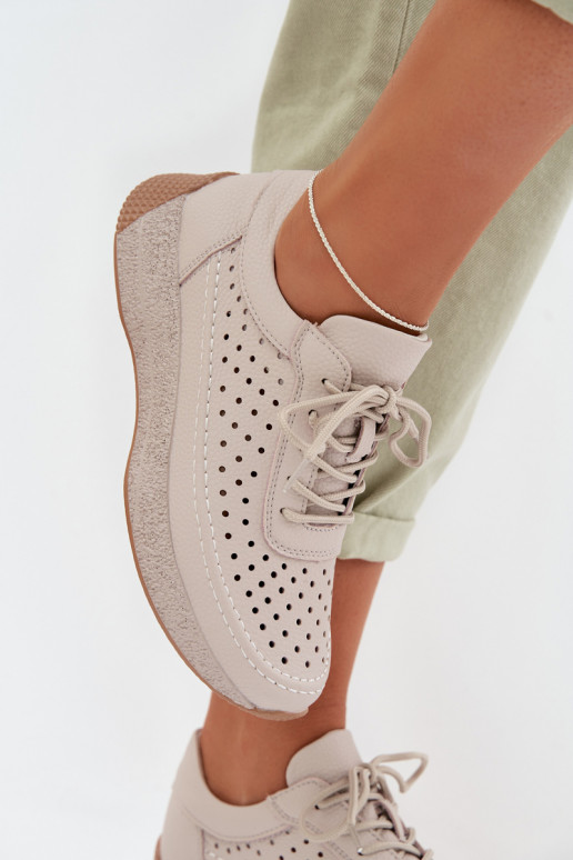 Peau chaussures Chaussures modèle baskets Féminin avec des éléments ajourés Sergio Leone SP-013 couleur grise