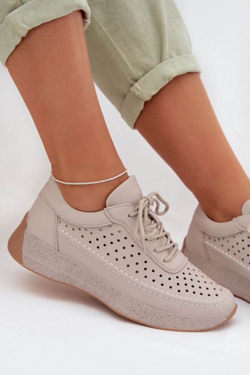 Leer schoenen Sneakers model schoenen Dames met elementen van opengeInerkt Sergio Leone SP-013 grijs