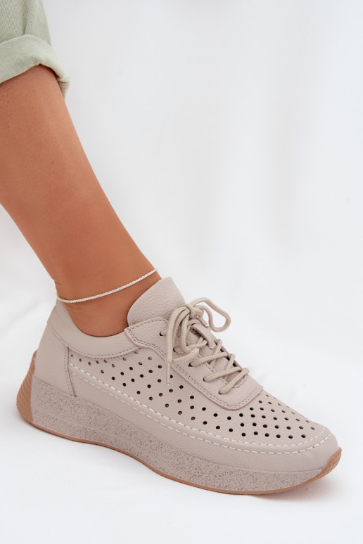 Haut Schuhe Sneakers Stilvollllschuhe Feminin mit durchbrochenen Elementen Sergio Leone SP-013 graue Farbe