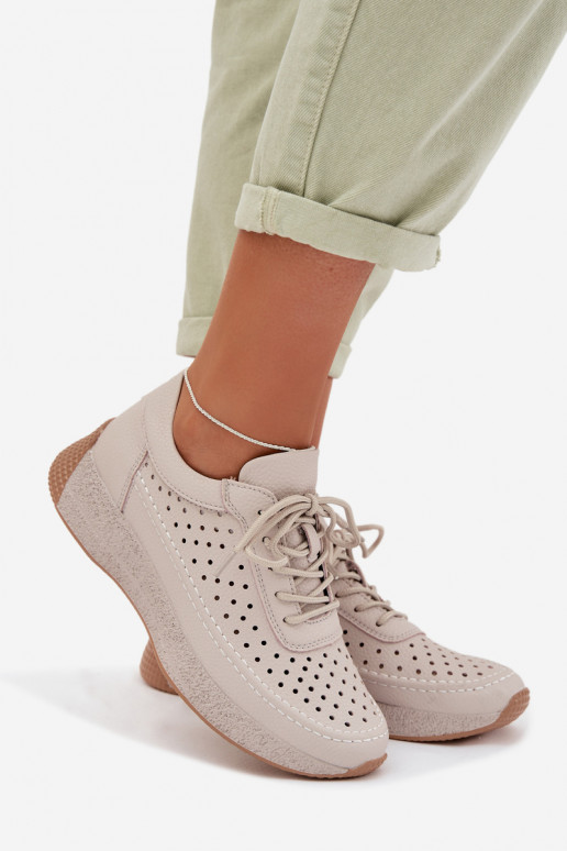 Peau chaussures Chaussures modèle baskets Féminin avec des éléments ajourés Sergio Leone SP-013 couleur grise