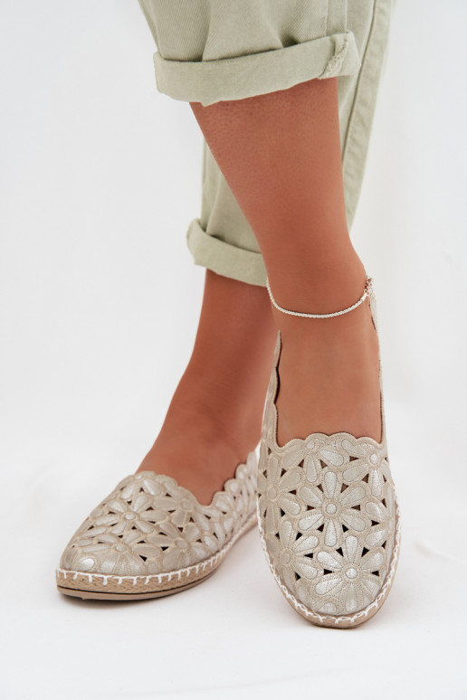 Féminin Un modèle convaincant Ballerines avec des fleurs couleur dorée Vennice