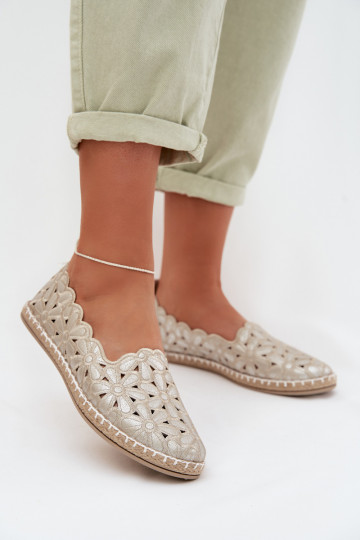 Féminin Un modèle convaincant Ballerines avec des fleurs couleur dorée Vennice 2