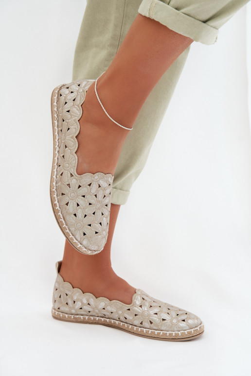 Féminin Un modèle convaincant Ballerines avec des fleurs couleur dorée Vennice