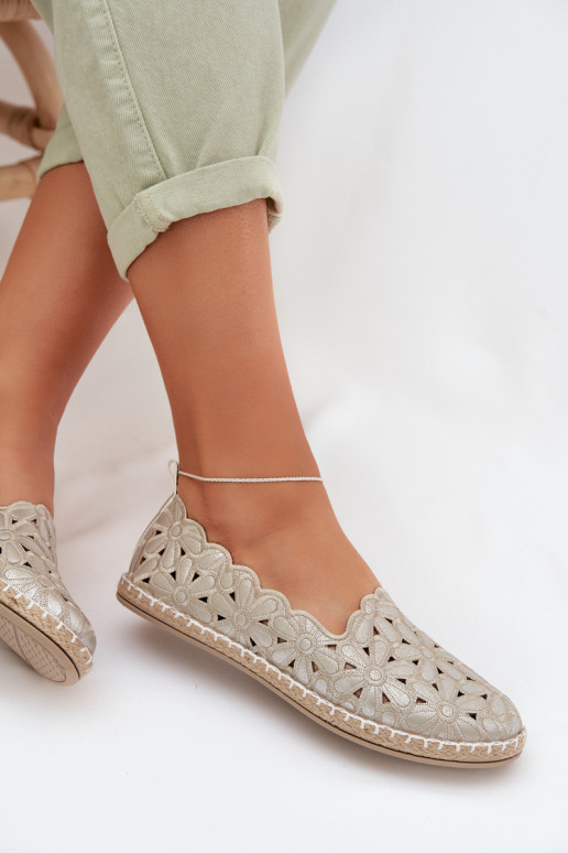 Féminin Un modèle convaincant Ballerines avec des fleurs couleur dorée Vennice