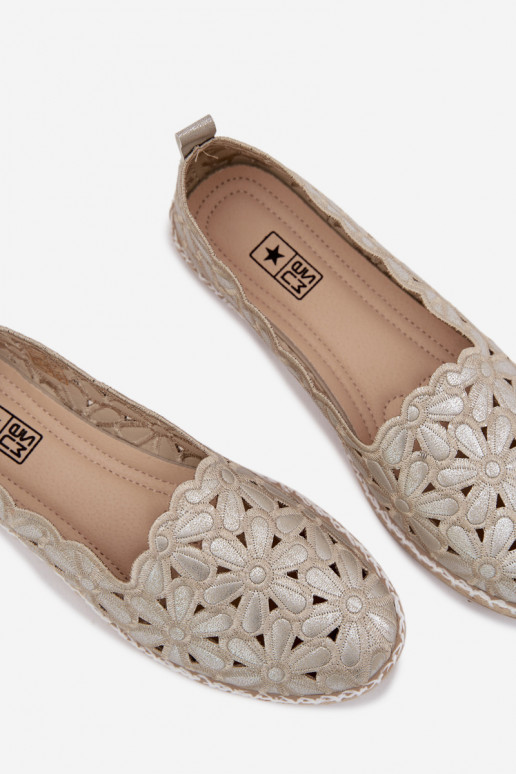 Féminin Un modèle convaincant Ballerines avec des fleurs couleur dorée Vennice