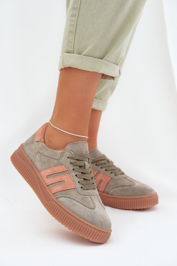 Dames sneakers in sportieve stijl van natuurlijk suède groen Delyssia