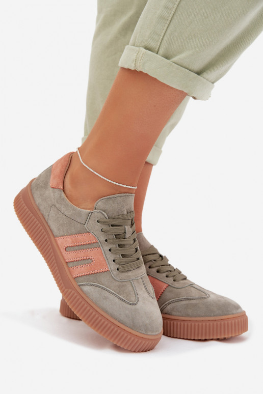 Sneakers model schoenen DamesOpturalnego van suèdeu groene kleur Delyssia