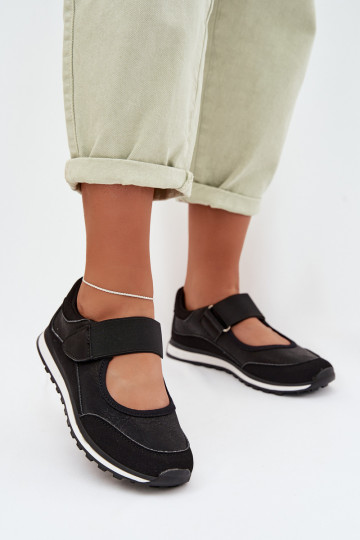 Chaussures de style sport Féminin avec attaches adhésives couleur noire Aveliette 2