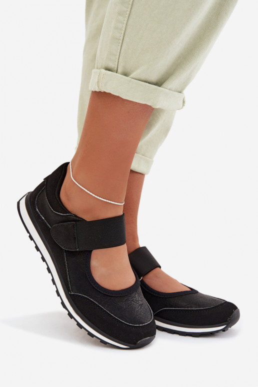 Schuhe im Sportstil Feminin mit Klebeverschlüssen schZuarze Farbe Aveliette