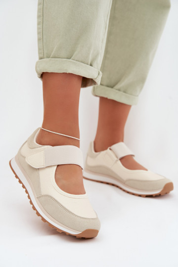 Chaussures de style sport Féminin avec attaches adhésives beige Aveliette 2
