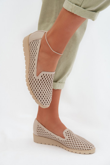 mit durchbrochenen Elementen Schuhe Feminin Beige Flariette
