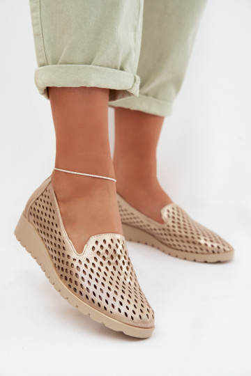 Chaussures pour femmes avec éléments ajourés couleur or Flariette