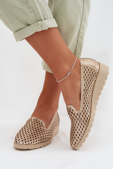 Chaussures pour femmes avec éléments ajourés couleur or Flariette 2