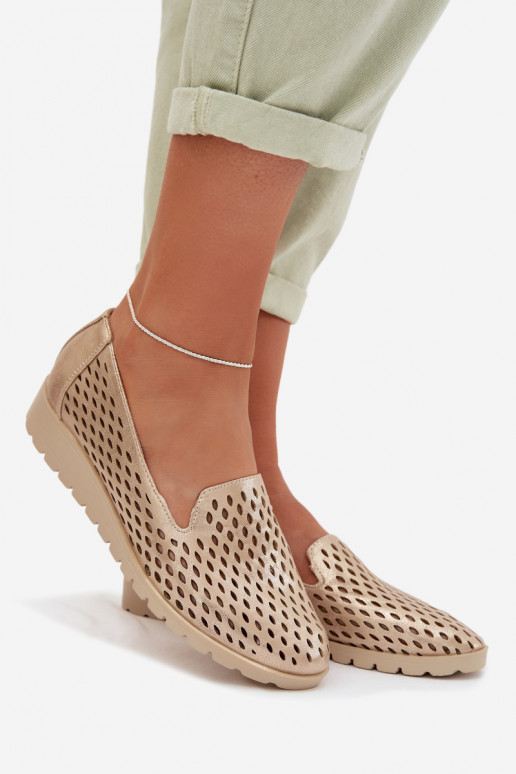 avec des éléments ajourés chaussures Féminin couleur dorée Flariette