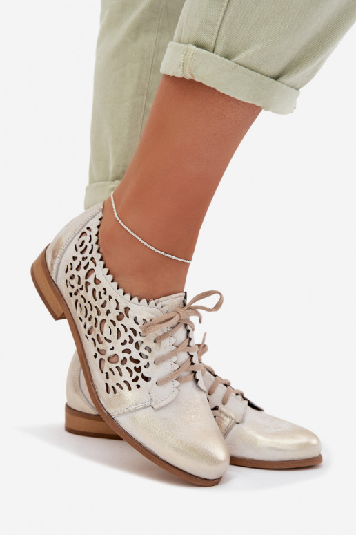 Haut mit durchbrochenen Elementen Schuhe Feminin Zazoo 3195 goldene Farbe