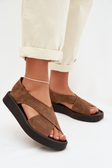 Dames sandalenOpturalnego van suèdeu Zazoo 3196 bruine kleur 2