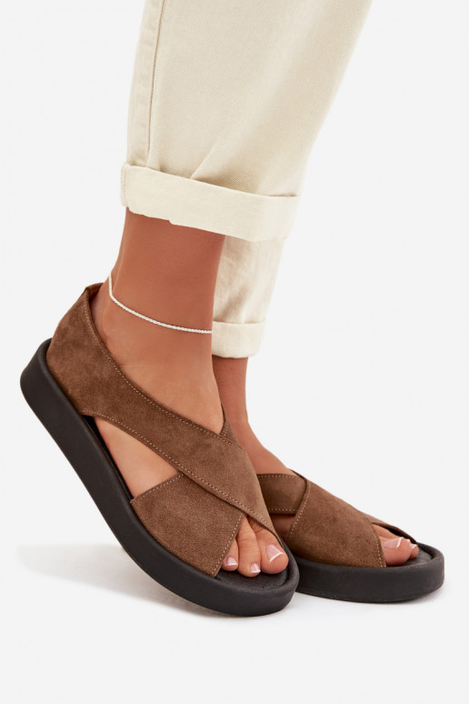 Dames sandalenOpturalnego van suèdeu Zazoo 3196 bruine kleur