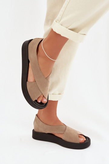 Sandales pour femmes en daim naturel Zazoo 3196 couleur sable