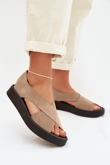 Sandales pour femmes en daim naturel Zazoo 3196 couleur sable 2
