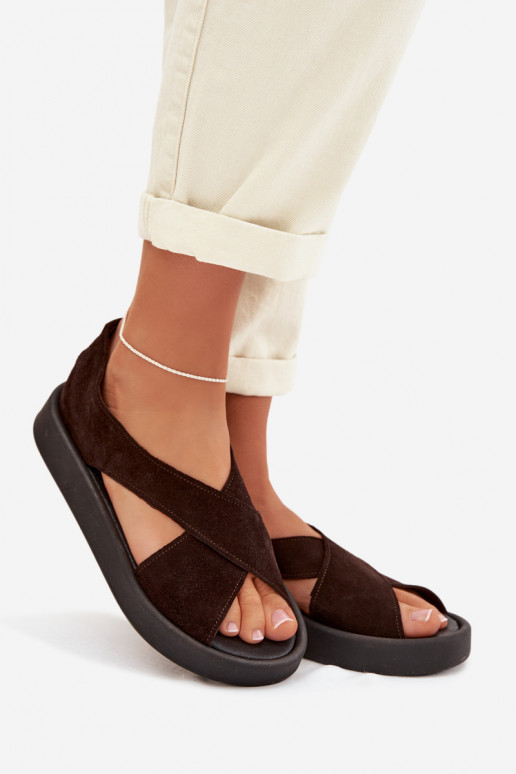 Sandales pour femmesActivéturalnego en daimu Zazoo 3196 CzekoladoÀe