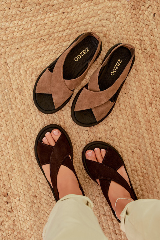 Dames sandalenOpturalnego van suèdeu Zazoo 3196 CzekoladoIne