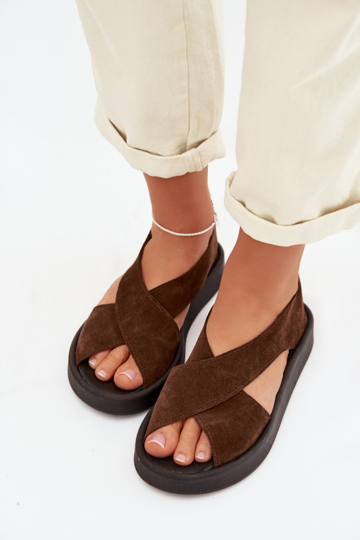 Dames sandalenOpturalnego van suèdeu Zazoo 3196 bruine kleur