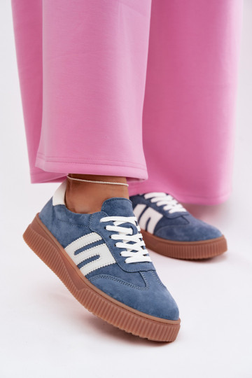 Delyssia blaue Sneakers für Frauen aus echtem Wildleder 2