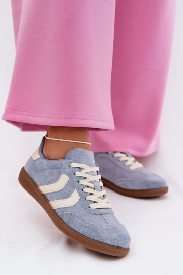 Chaussures modèle baskets Fémininen daim écologiqueu couleur bleue Jesavella 2