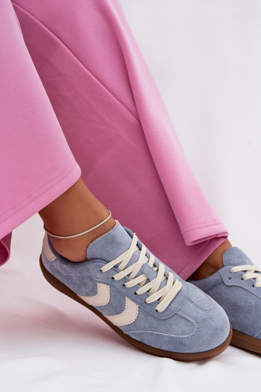 Chaussures modèle baskets Fémininen daim écologiqueu couleur bleue Jesavella