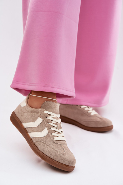 Chaussures modèle baskets Fémininen daim écologiqueu beige Jesavella