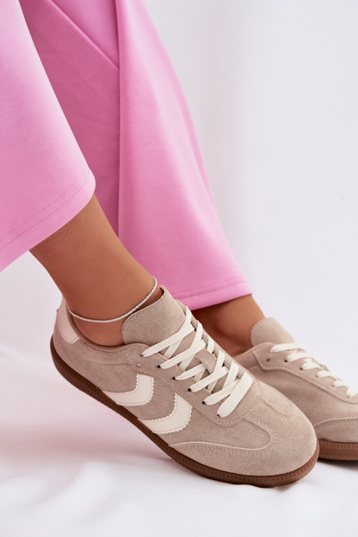 Chaussures modèle baskets Fémininen daim écologiqueu beige Jesavella
