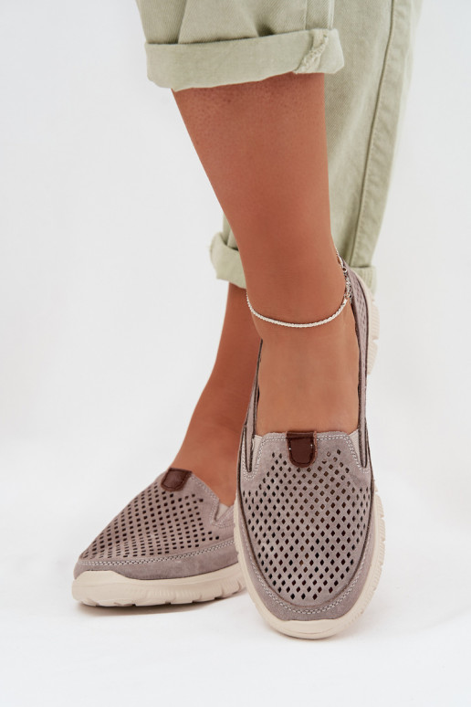 mit durchbrochenen Elementen SchuheErmöglichtturalnego aus INildlederu graue Farbe Ravinette