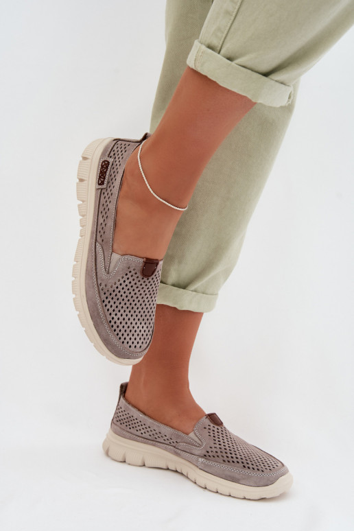 mit durchbrochenen Elementen SchuheErmöglichtturalnego aus INildlederu graue Farbe Ravinette