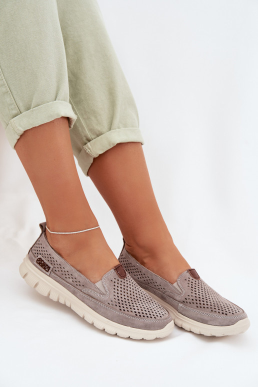 met elementen van opengeInerkt schoenenOpturalnego van suèdeu grijs Ravinette