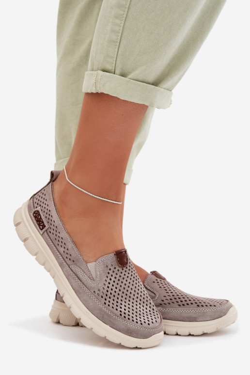 mit durchbrochenen Elementen SchuheErmöglichtturalnego aus INildlederu graue Farbe Ravinette