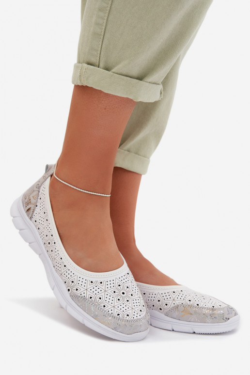 Peau Ballerines ajourées S.Barski GR61-5973 couleur blanche