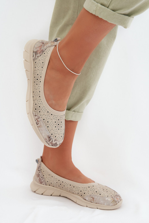 Peau Ballerines ajourées S.Barski GR61-5973 beige
