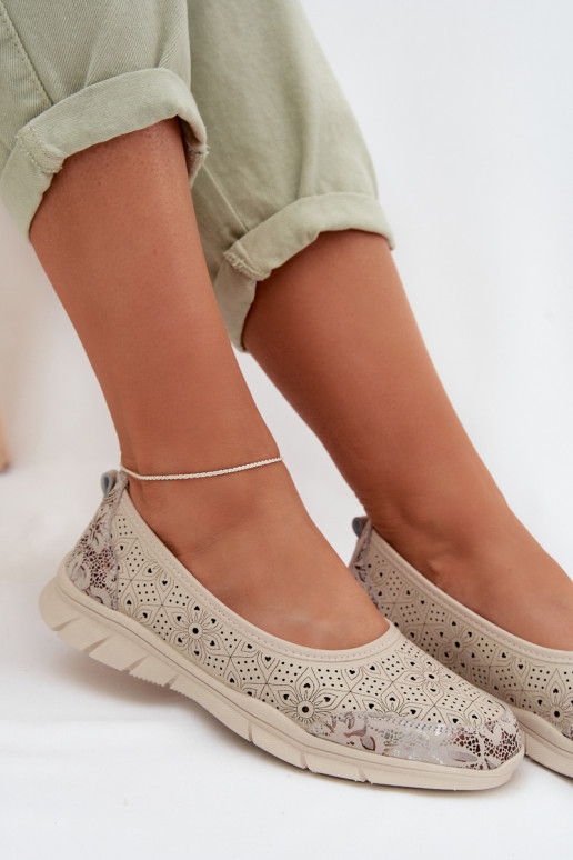 Haut Durchbrochene Ballerinas S.Barski GR61-5973 Beige